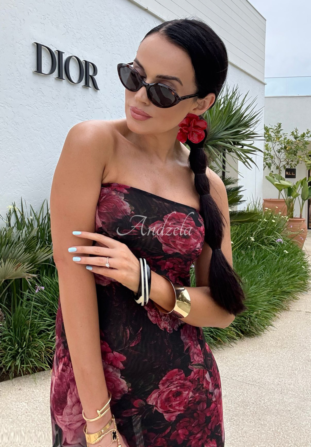 Maxi šaty s květinovým vzorem La Milla Beauty Is Goodness černo-bordó