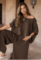 Souprava Halenka i Kalhoty wide leg Desert Princess čokoládový