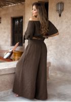 Souprava Halenka i Kalhoty wide leg Desert Princess čokoládový