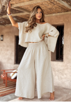 Souprava Halenka i Kalhoty wide leg Desert Princess světle béžový
