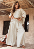 Souprava Halenka i Kalhoty wide leg Desert Princess světle béžový