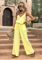 Lniany top Summery Essentials banánový