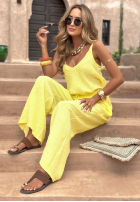 Lniany top Summery Essentials banánový
