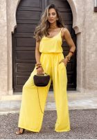 Souprava top i Kalhoty wide leg Summer Is My Favorite banánový