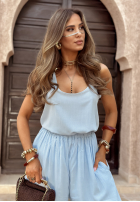 Souprava top i Kalhoty wide leg Summer Is My Favorite blankytný