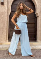 Souprava top i Kalhoty wide leg Summer Is My Favorite blankytný