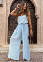 Souprava top i Kalhoty wide leg Summer Is My Favorite blankytný