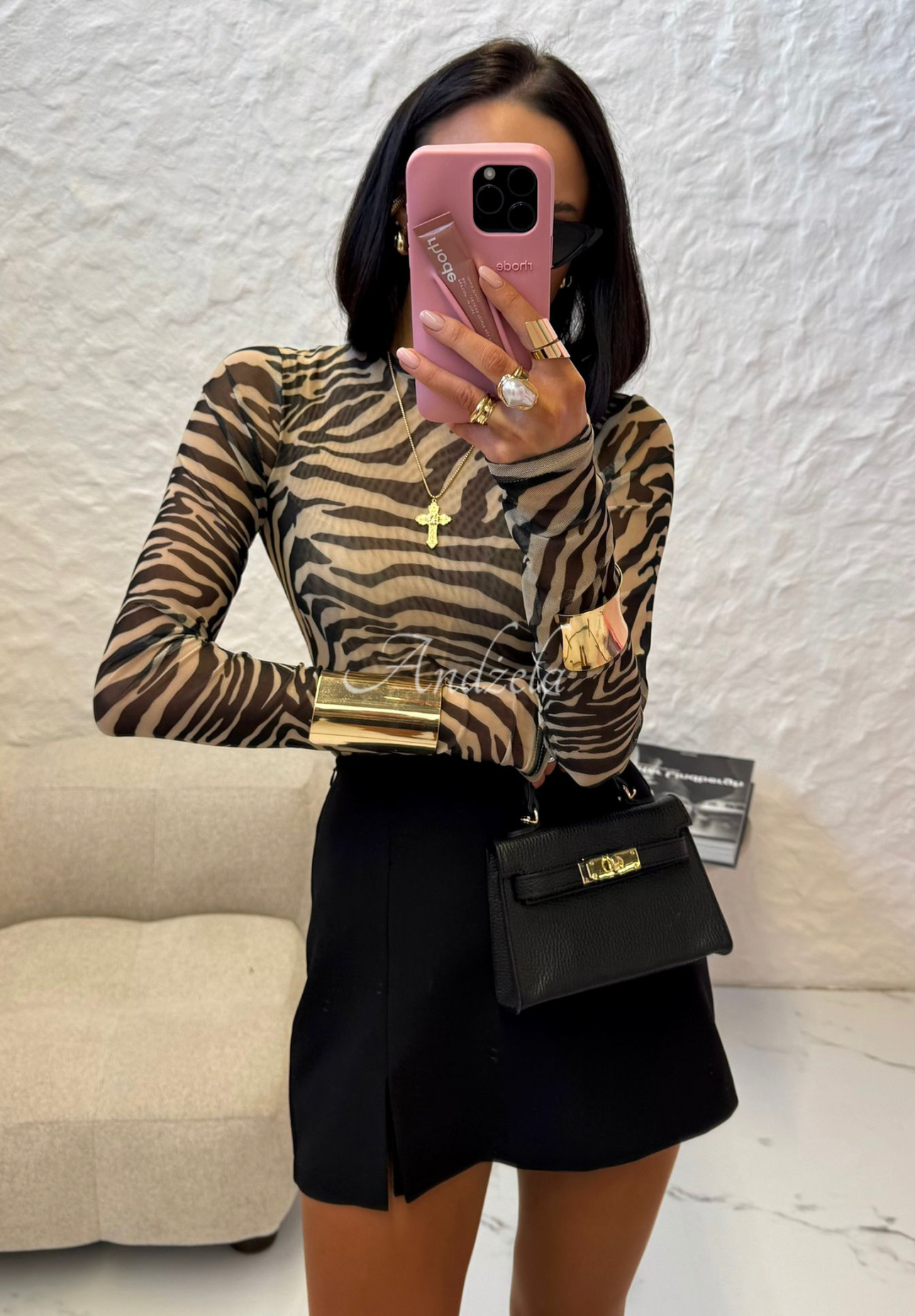 Halenka zebrovaná La Milla Pink Dream Černo-béžová