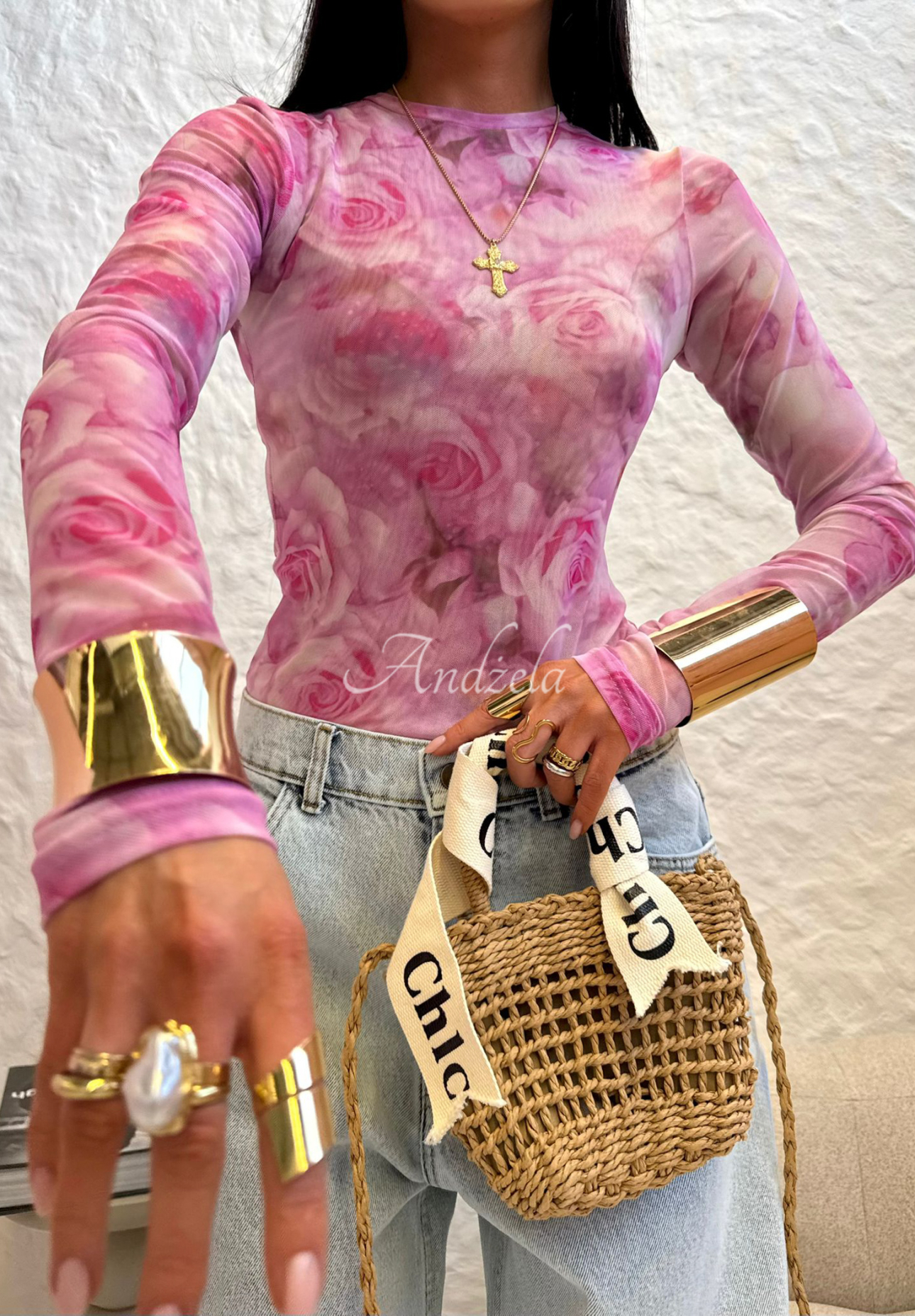 Halenka s růžemi La Milla Pink Dream pudrová růžová