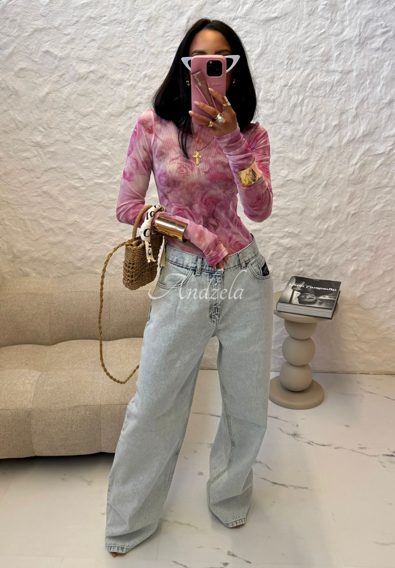 Halenka s růžemi La Milla Pink Dream pudrová růžová