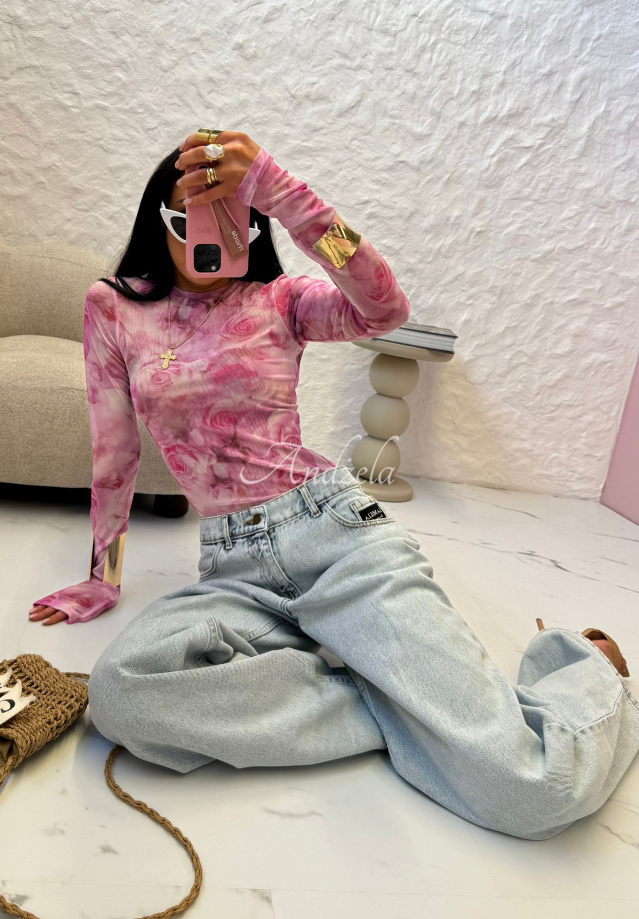 Halenka s růžemi La Milla Pink Dream pudrová růžová