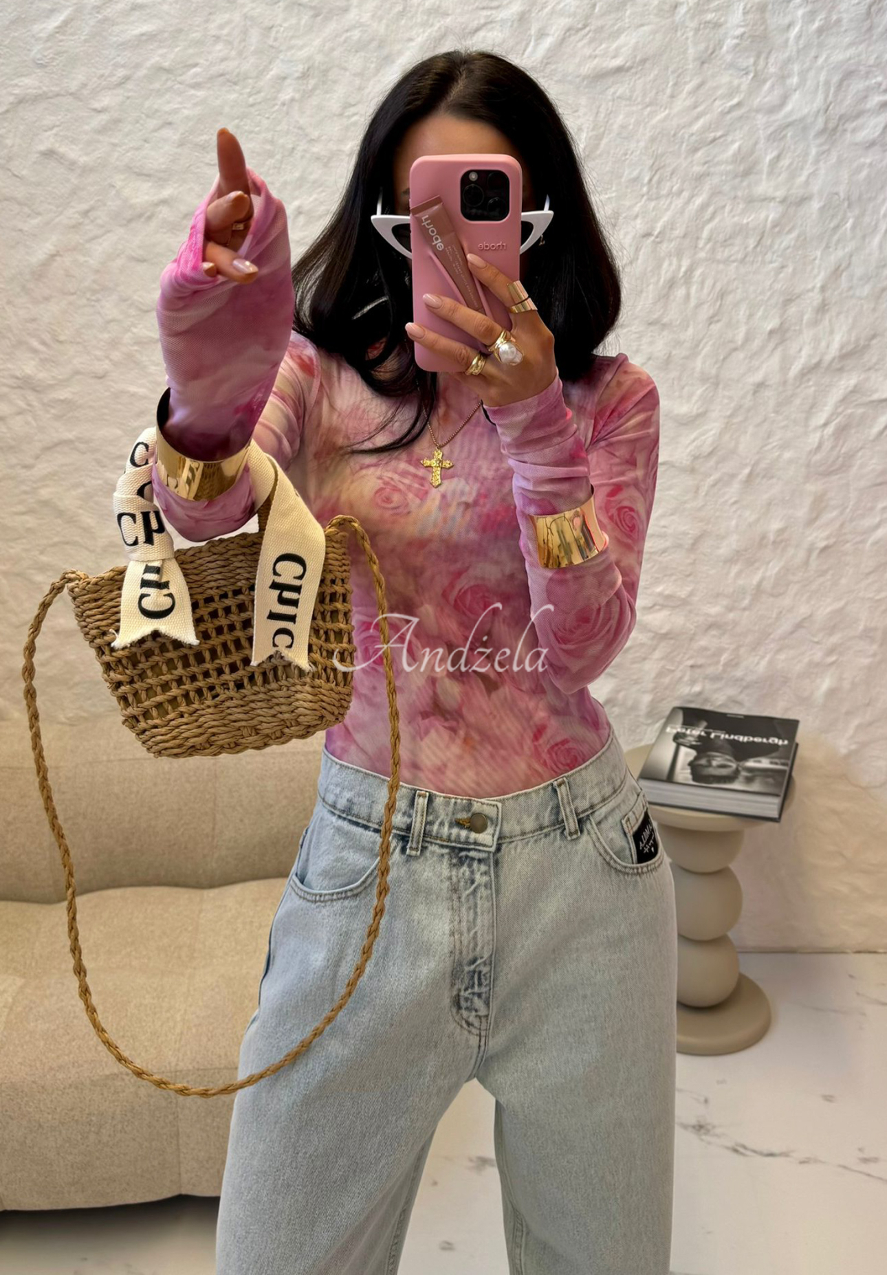 Halenka s růžemi La Milla Pink Dream pudrová růžová