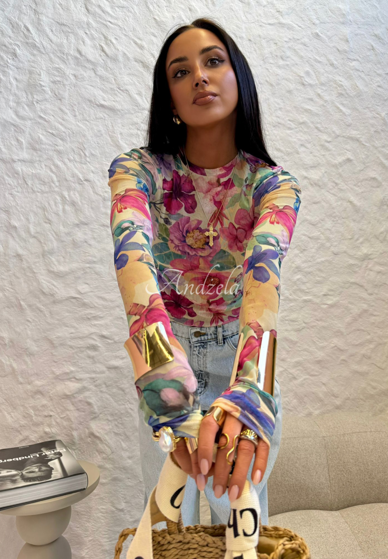 Halenka s květy La Milla Pink Dream béžovo-růžová