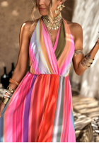 Wzorzysta Šaty maxi Colorful Sun Rays pomarańczowo-růžová