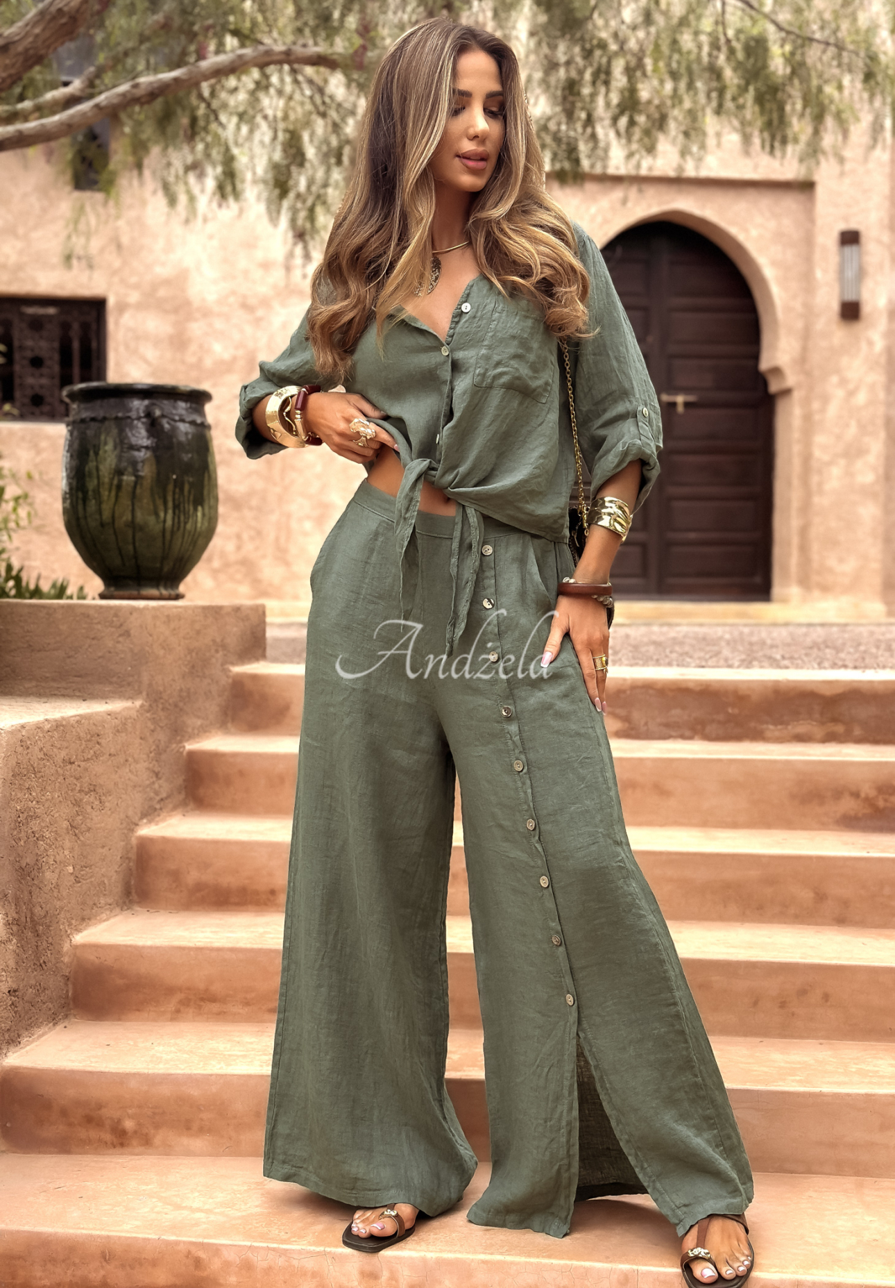 Lněná košile So Much Sun khaki