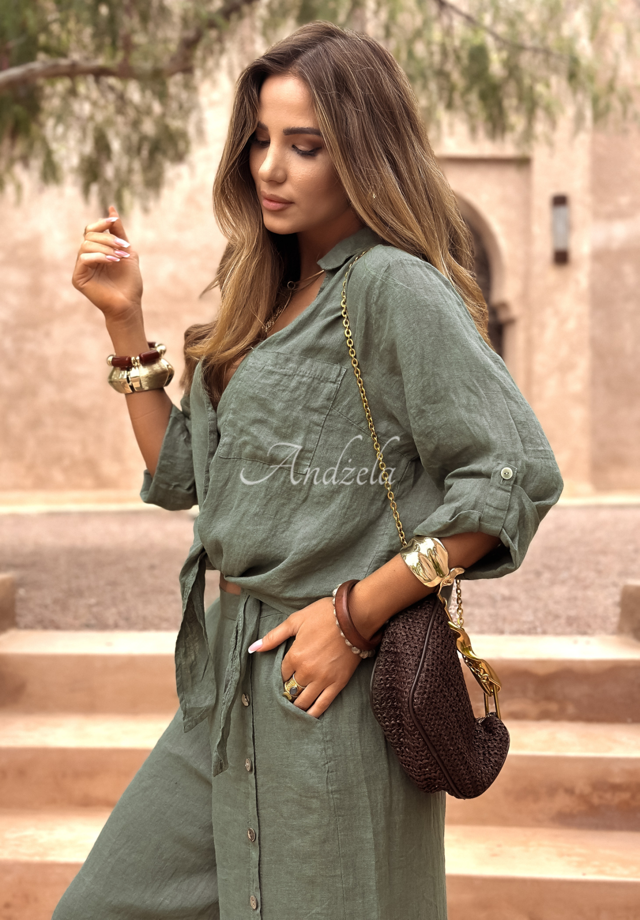 Lněná košile So Much Sun khaki