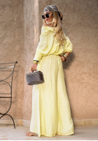 materiálové Kalhoty wide leg Forever June banánové