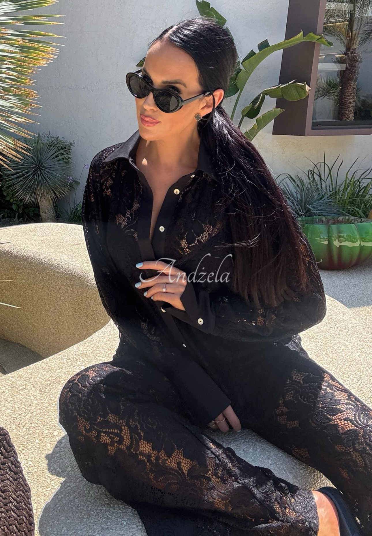 Krajkové kalhoty La Milla Lace Elegance černé