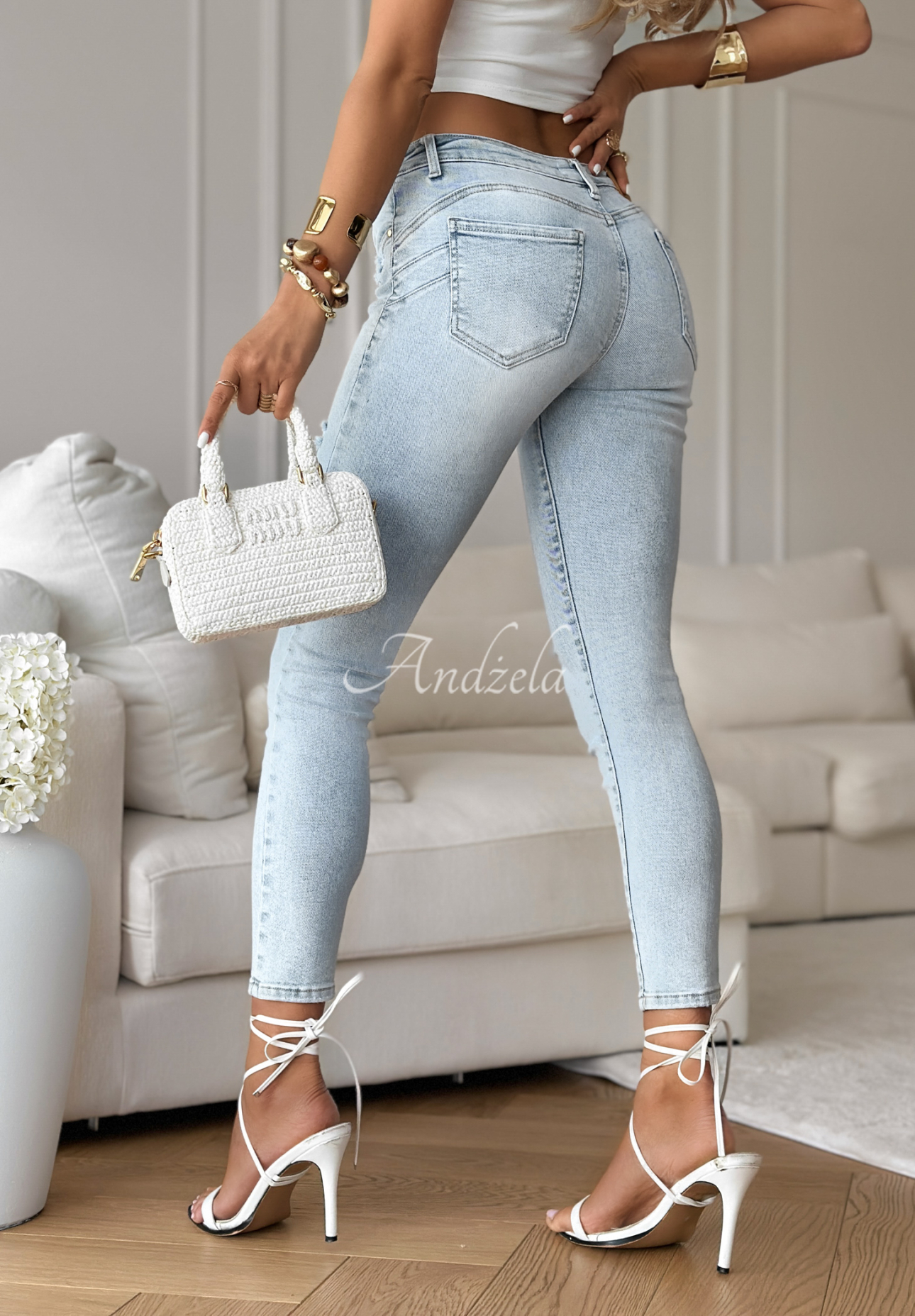 Džíny skinny Corinne světle modré