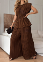 Plisowany Souprava Halenka i Kalhoty wide leg Afternoon Sun velbloudí