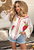 Halenka vzorované Lovely Parrots světle béžový