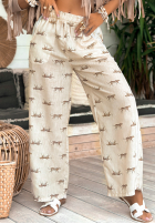 Kalhoty wide leg vzorované Summer Charisma béžové