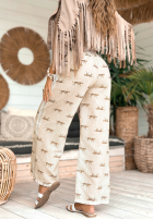 Kalhoty wide leg vzorované Summer Charisma béžové