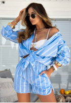 Souprava Košile i krótkie spodenki w paski Summer Stripes blankytný