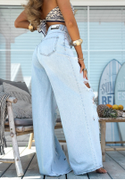 Kalhoty džínové  wide leg z przetarciami Stunning Choice světle modré