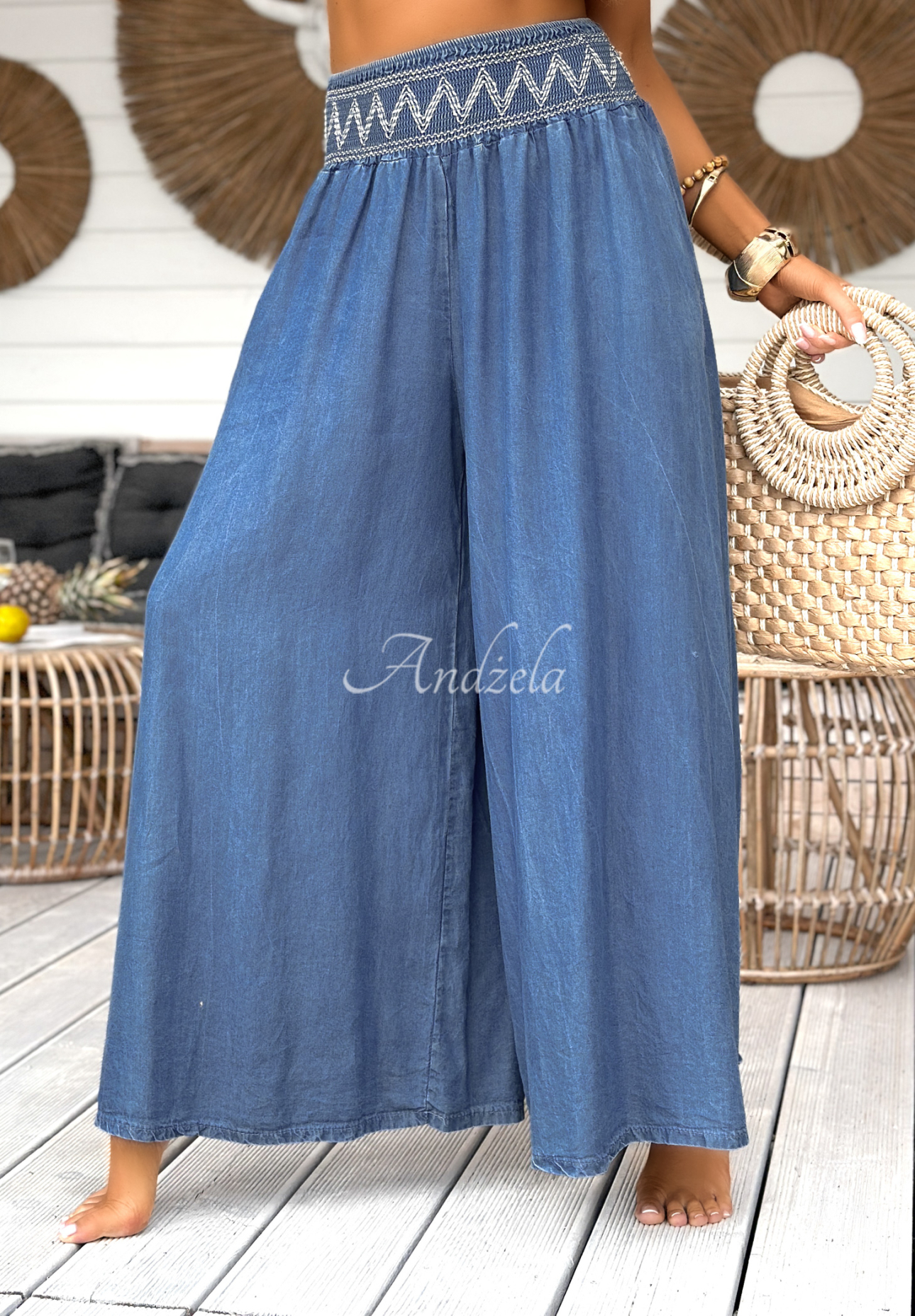 Kalhoty wide leg Extremely Welcome modré