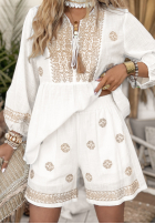 Krótkie spodenki z haftami boho Wonder Always bílé