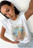 Top z nadrukiem La Milla Hotel Hawaii Bílá