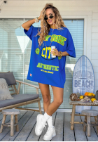 Tričko oversize z nadrukiem MC NYC Authentic kobaltový