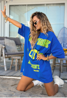 Tričko oversize z nadrukiem MC NYC Authentic kobaltový