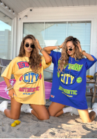 Tričko oversize z nadrukiem MC NYC Authentic kobaltový