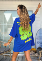 Tričko oversize z nadrukiem MC NYC Authentic kobaltový