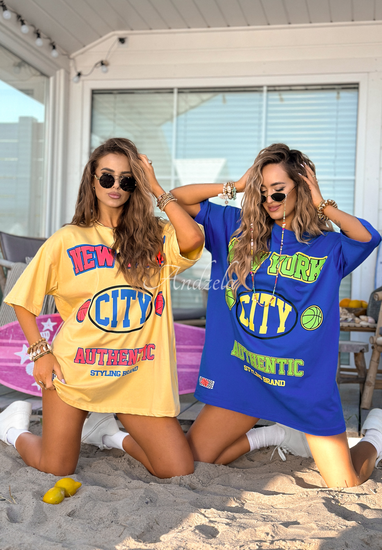Oversize tričko s potiskem MC NYC Authentic banánový