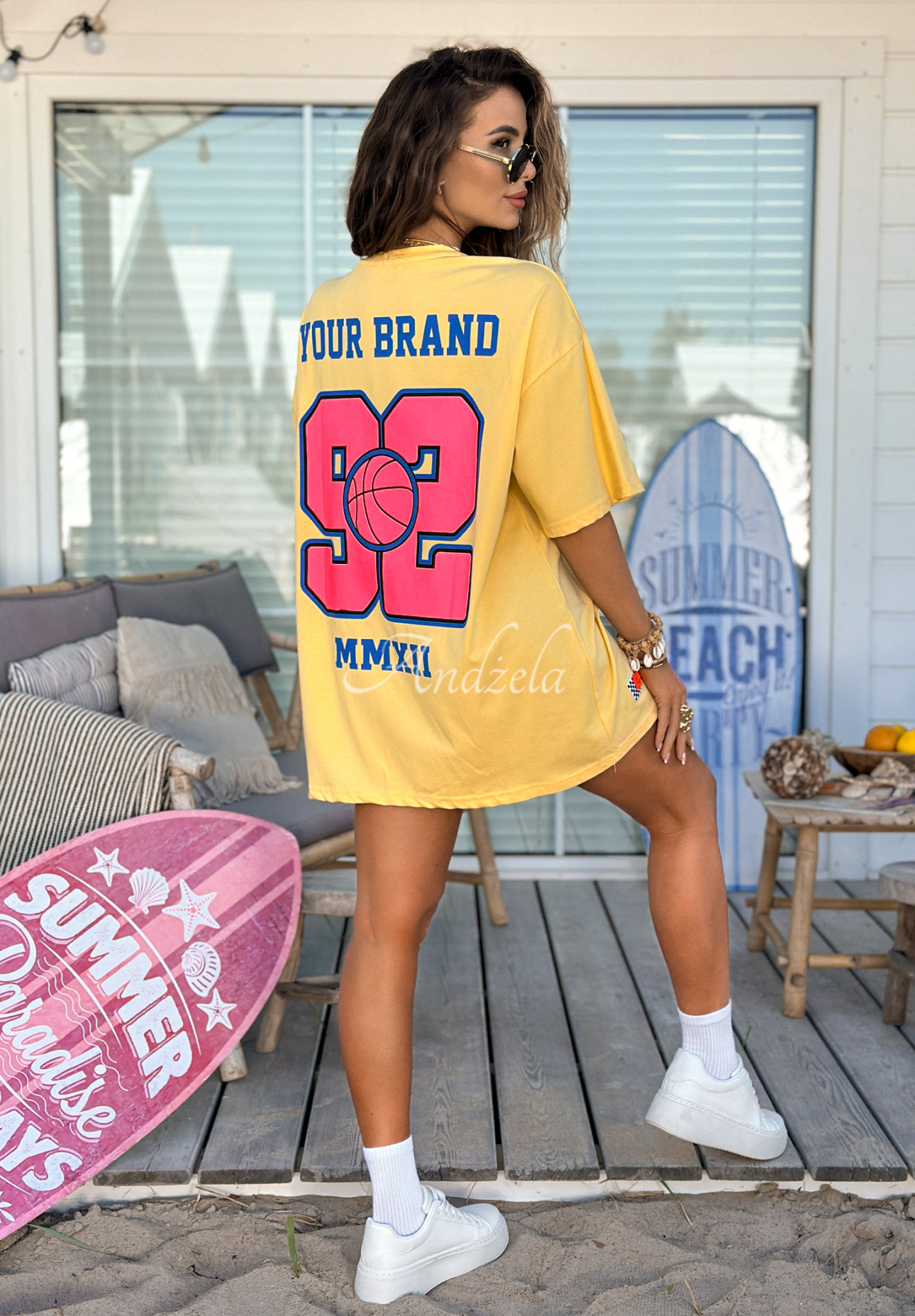 Oversize tričko s potiskem MC NYC Authentic banánový
