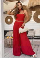 Souprava top i plisowane Kalhoty wide leg Beverly Shores červený