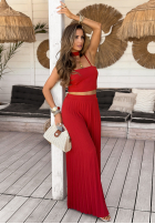 Souprava top i plisowane Kalhoty wide leg Beverly Shores červený