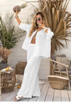 Lniana Halenka z kwiatami Summer Dream Bílá