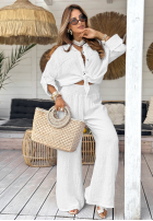 Lniane Kalhoty wide leg My Summer Soul bílé