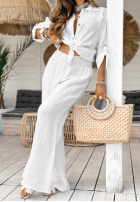 Lniane Kalhoty wide leg My Summer Soul bílé