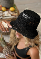 Pleciony Klobouk  bucket hat Paris Milano Černé