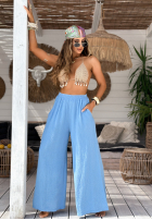 Muślinowe Kalhoty wide leg Paradise Bay blankytné