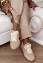 semišové Kozačky z kokardką Sweet & Pearly béžové