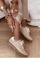 semišové Kozačky z kokardką Sweet & Pearly béžové