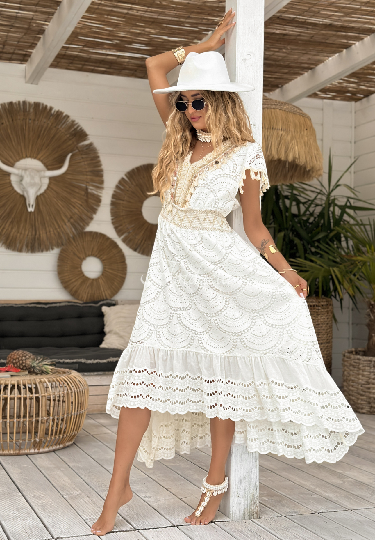 Krajkové šaty boho Sea Breezes Bílá