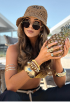 Pleciony Klobouk  bucket hat Paris Milano velbloudí