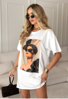 Halenka tunika z nadrukiem Madame Fancy Bílá
